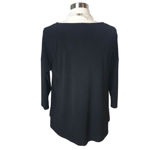 Joseph Ribkoff Black Tunic Top With Silver Accents & Asymmetrical Hem Sz 8 NWOT - Picture 3 of 6
